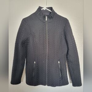 Spyder Black Cable Knit Zip-Up Jacket